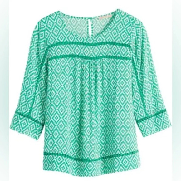 🙀 Skies are Blue Delacour Crochet Inset 3/4 Sleeve Top P2P 17” M| Stitch Fix - Picture 6 of 8